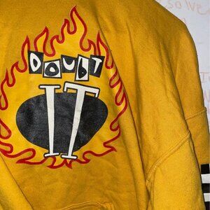 Vintage Super Duper Kyle "Doubt It" Merch Hoodie - Yellow with Red Flames!